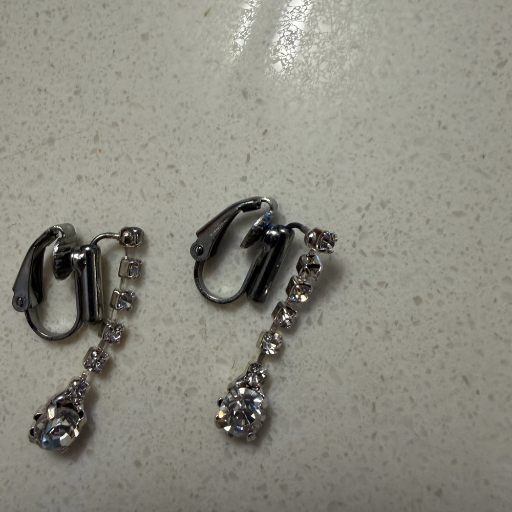 Clip On Silver Drop Earrings Never Worn